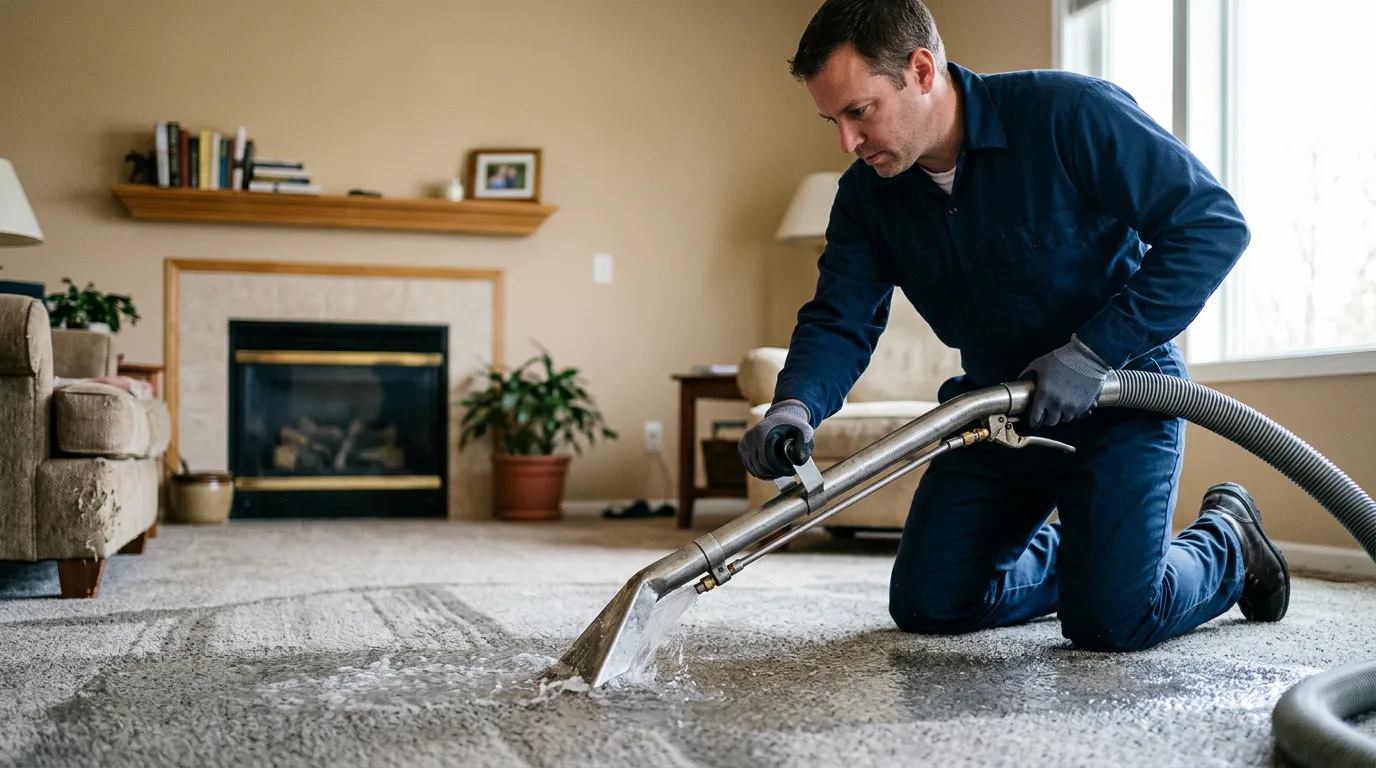Water damage restoration technician working near Leavenworth, WA